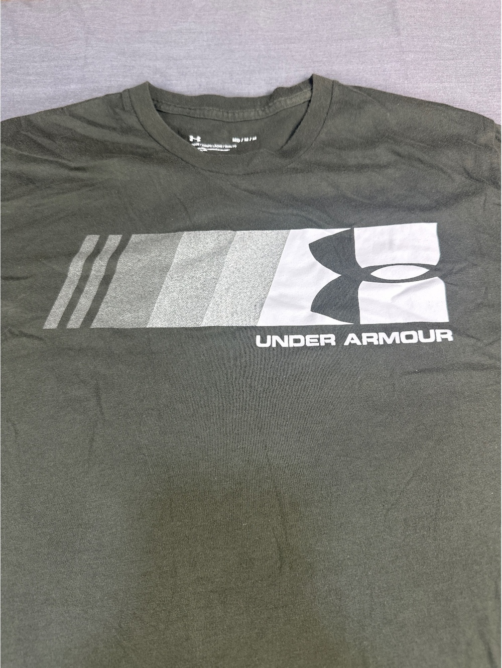 Under Armour Men's Khaki Loose Fit T-Shirt with Bold Gradient Logo, Medium
